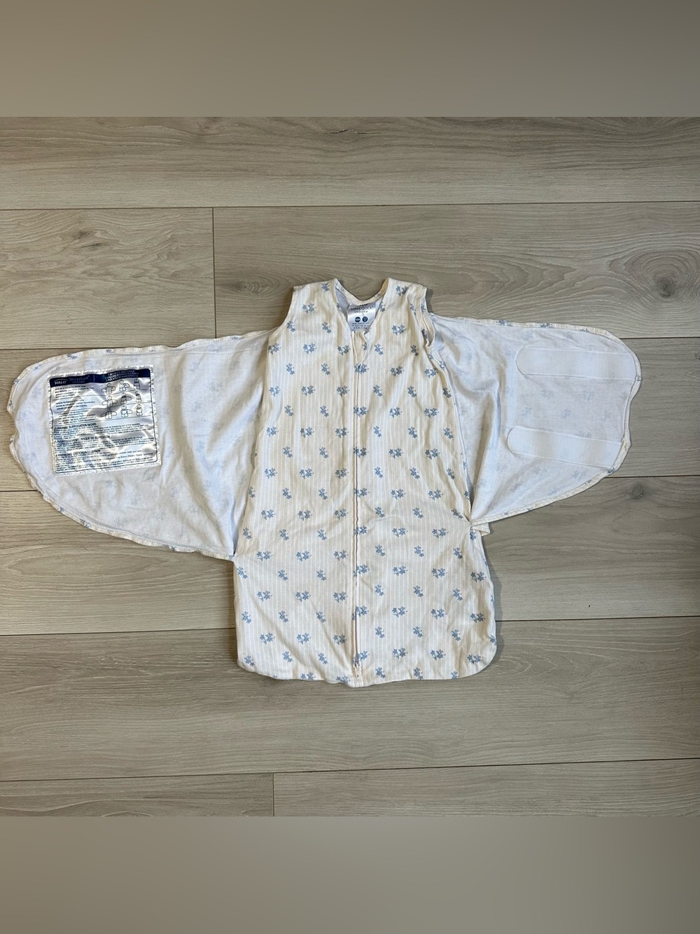 Halo Vintage Floral Infant Sleepsack with Light Blue Floral Print